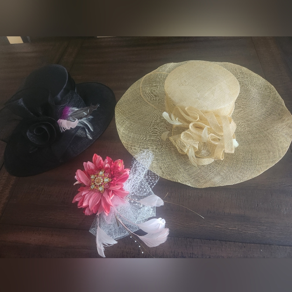 Swan Hat Elegant‎ Black and Gold Women's Hat Set